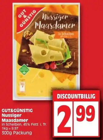 Edeka Gut & Günstig Nussiger Maasdamer 300g Packung Angebot
