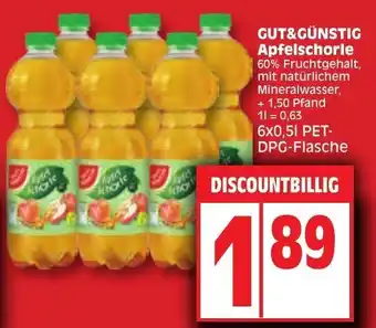 Edeka Gut & Günstig Apfelschorle 6x0,5L PET-DPG Flasche Angebot