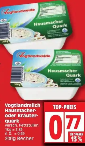 Edeka Vogtlandmilch Hausmacher oder Kräuterquark 200 g Becher Angebot