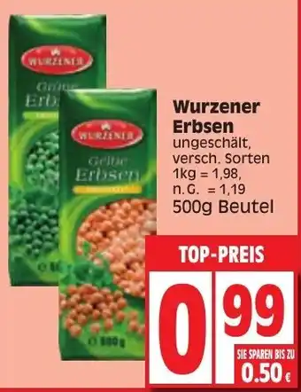 Edeka Wurzener Erbsen 500g Beutel Angebot