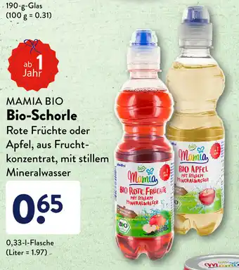 Aldi Süd Mamia Bio Schorle 0,33L Angebot