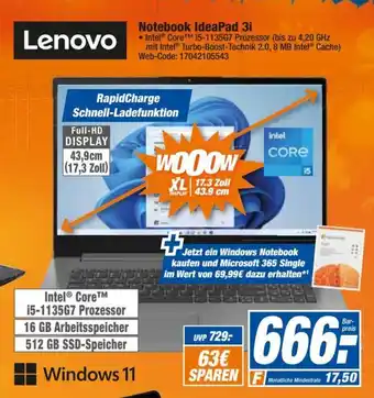 HEM Expert Lenovo Notebook IdeaPad 3i Angebot