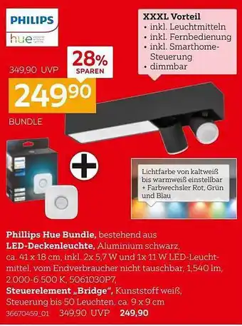 XXXLutz Philips hue bundle, led deckenleuchte, steuerelemett „bridge” Angebot