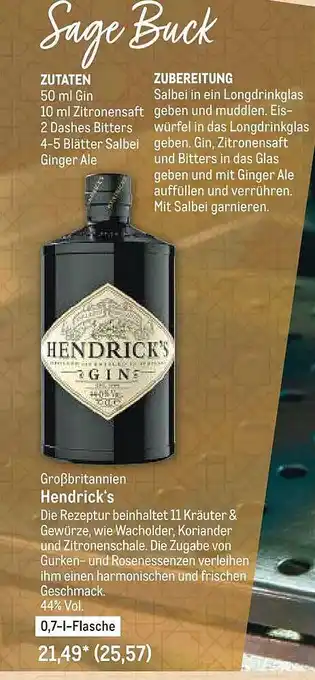 METRO Großbritannien hendrick's Angebot