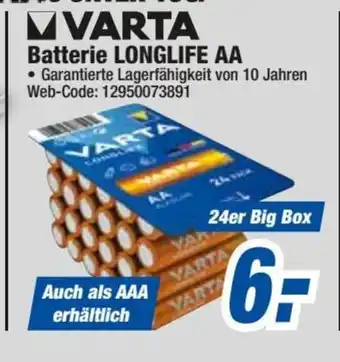 HEM Expert Varta Battarien Longlife AA 24st Angebot