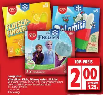 Edeka Langnese Klassiker, Kids, Disney oder Likkies Angebot