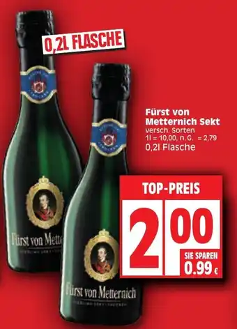 Edeka Fürst von Metternich Sekt 0,2 L Flasche Angebot