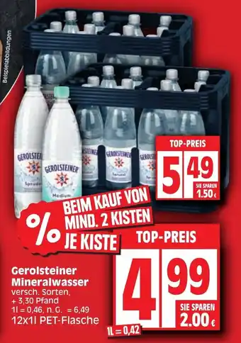 Edeka Gerolsteiner Mineralwasser 12x1 L PET Flasche Angebot