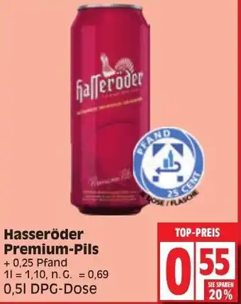 Edeka Hasseröder Premium Pils 0,5L DPG Dose Angebot