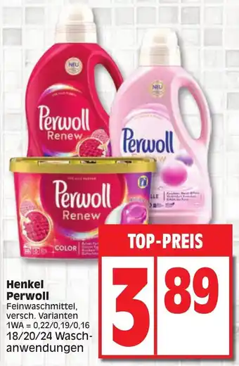 Edeka Henkel Perwoll Feinwaschmittel 18/20/24 Waschanwendungen Angebot