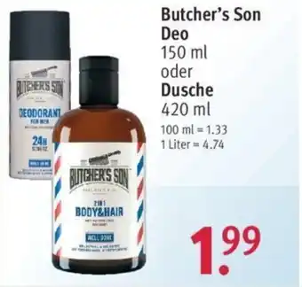 Rossmann Butcher's Son Deo 150ml oder Dusche 420ml Angebot