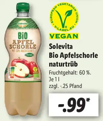 Lidl Solevita Bio Apfelschorle naturtrüb 1 L Angebot