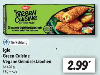 Lidl Iglo Green Cuisine Vegane Gemüsestäbchen 426 g Angebot