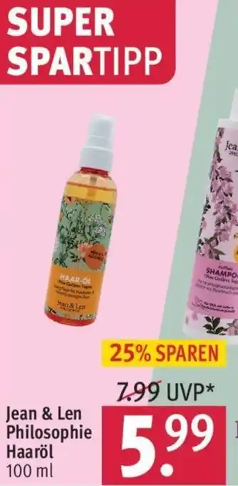 Rossmann Jean & Len Philosophie Haaröl 100ml Angebot
