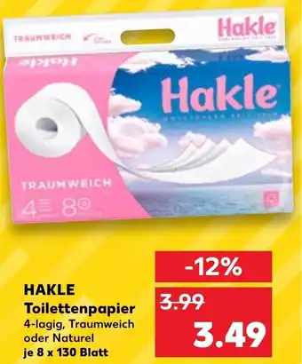 Kaufland Hakle Toilettenpapier 4-lagig, 8x130 Blatt Angebot