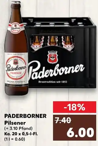 Kaufland Paderborner Pilsener Ka. 20x0,5 L-Fl. Angebot