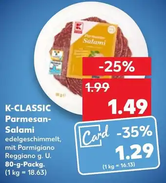 Kaufland K-Classic Parmesan Salami 80 g Packg. Angebot