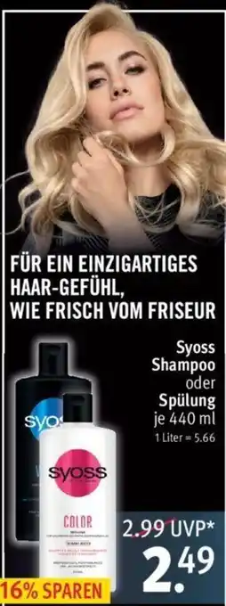 Rossmann SyossShampoo oder Spülung 440ml Angebot