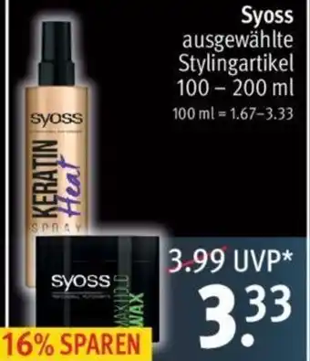 Rossmann Syoss ausgewählte Stylingartikel 100-200ml Angebot