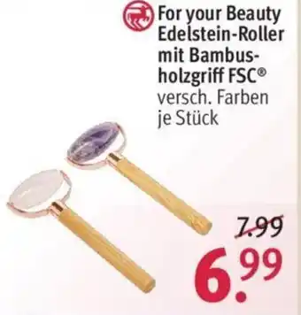 Rossmann For Your Beauty Edelstein Roller mit Bambusholzgriff ESC Angebot