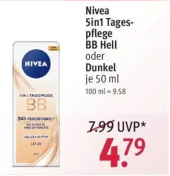 Rossmann Nivea 5in1 Tagespflege BB Hell oder Dunkel 50ml Angebot