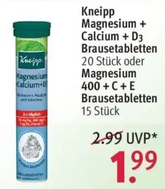 Rossmann Kneipp Magnesium + Calcium + D3 Brausetabletten oder Magnesium 400 + C + E Brausetabletten Angebot