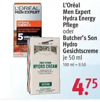 Rossmann L'Oréal Men Expert Hydra Energy Pflege oder Butcher's Son Hydro Gesichtscreme 50ml Angebot