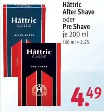 Rossmann Hâttric After Shave oder Pre Shave 200ml Angebot