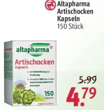 Rossmann Altapharma Artischocken Kapseln 150 Stück Angebot