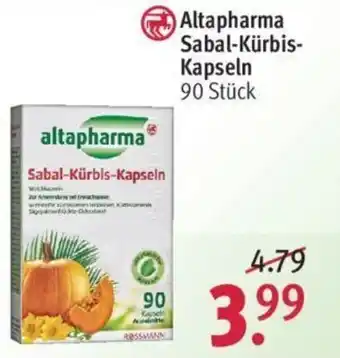 Rossmann Altapharma Sabal Kürbis Kapseln 90 Stück Angebot