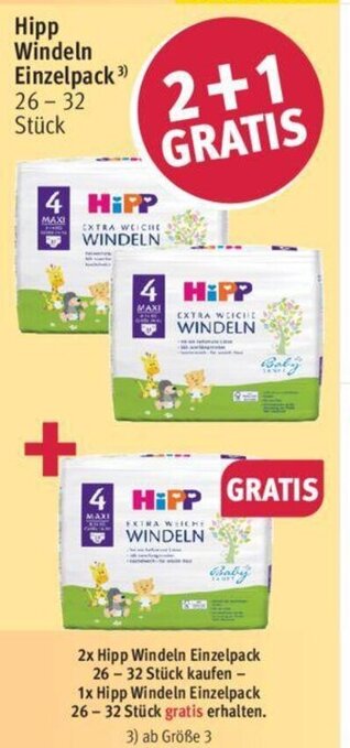 Rossmann Hipp Windeln Einzelpack 26 - 32 Stück Angebot