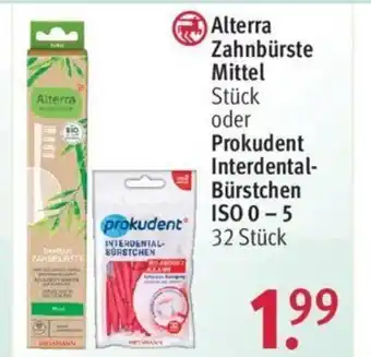 Rossmann Alterra Zahnbürste Mittel oder Prokudent Interdental Bürstchen ISO 0-5 Angebot