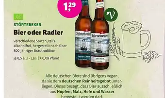 Naturgut Störtebeker bier oder radler Angebot