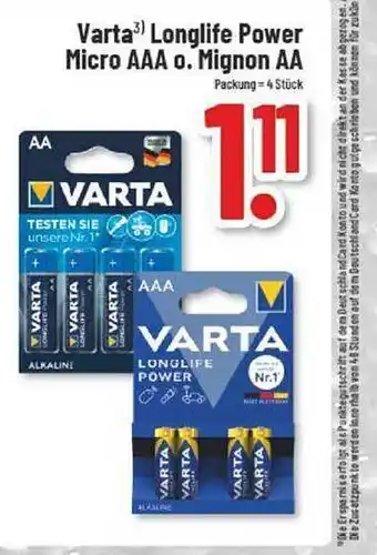 trinkgut Varta longlife power micro aaa oder mignon aa Angebot