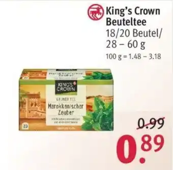 Rossmann King's Crown Beuteltee 18/20 Beutel/28-60g Angebot