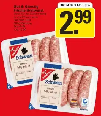 WEZ Gut & Günstig Frische Bratwurst 400g Packung Angebot