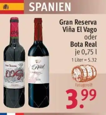 Rossmann Gran Reserva Viña El Vago oder Bota Real 0,75L Angebot