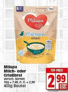 Elli Markt Milupa milch- oder grießbrei Angebot