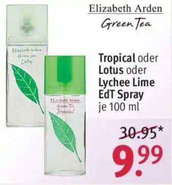 Rossmann Elizabeth Arden Green Tea Tropical oder Lotus oder Lychee Lime EdT Spray 100 ml Angebot