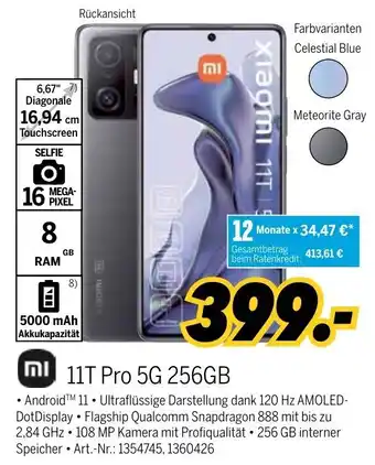 MEDIMAX Xiaomi 11T Pro 5G 256GB Angebot