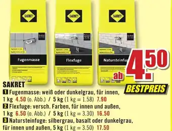 B1 Discount Baumarkt Sakret Fugenmasse, Flexfuge oder Natursteinfuge Angebot