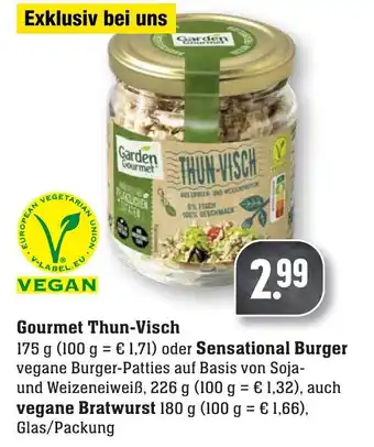 nah & gut Gourmet Thun Visch 175g oder Sensational Burger 226g auch vegane Bratwurst 180g Angebot