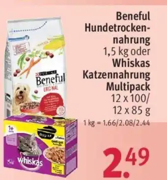 Rossmann Beneful Hundetrockennahrung 1,5kg oder Whiskas Katzennahrung Multipack 12 x 100/ 12 x 85g Angebot