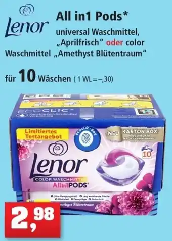 Thomas Philipps Lenor All in 1 Pods Universal Waschmittel für 10 Wäschen Angebot