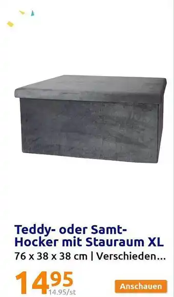 Action Teddy-oder samt-hocker mit stauraum xl Angebot