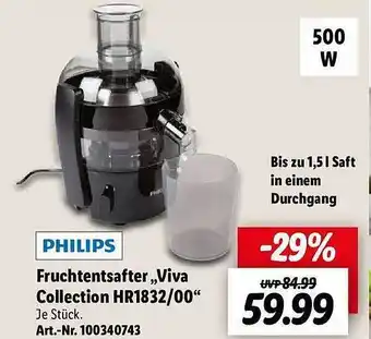 Lidl Fruchtentsafter „viva collection hr1832 00” Angebot