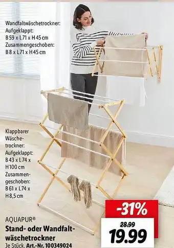 Lidl Aquapur stand- oder wandfalt-wäschetrockner Angebot