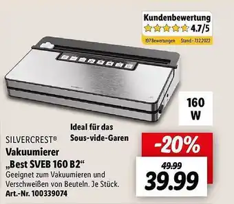 Lidl Silvercrest vakuumierer „best sveb 160 b2” Angebot