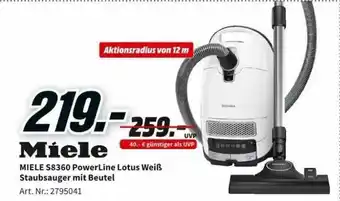 MediaMarkt Miele s8360 powerline lotus weiß staubsauger mit beutel Angebot