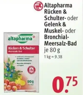 Rossmann Altapharma Rücken & Schulter oder Gelenk & Muskel oder Bronchial Meersalz Bad 80 g Angebot